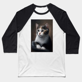 grey and white cat looking off in the distance - CGI style Baseball T-Shirt